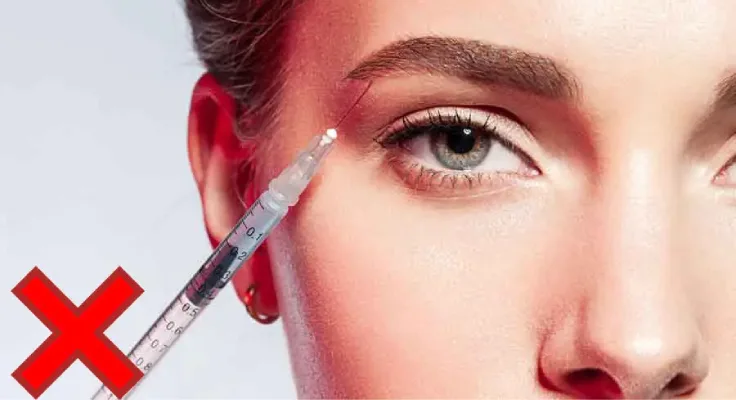 ۶ تا از مناطق ممنوعه تزریق بوتاکس